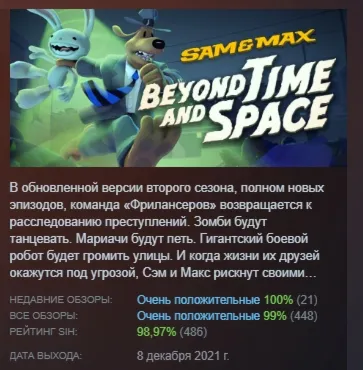 Sam & Max: Beyond Time and Space АВТОДОСТАВКА STEAM РОССИЯ