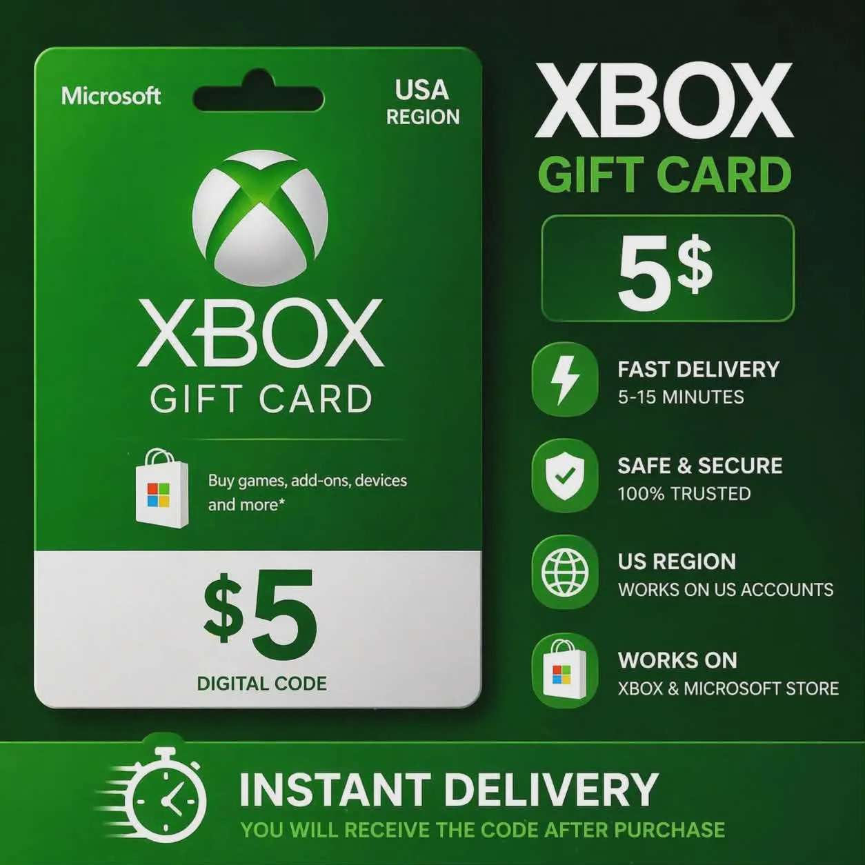 XBOX CARD 5 USD Instant delivery