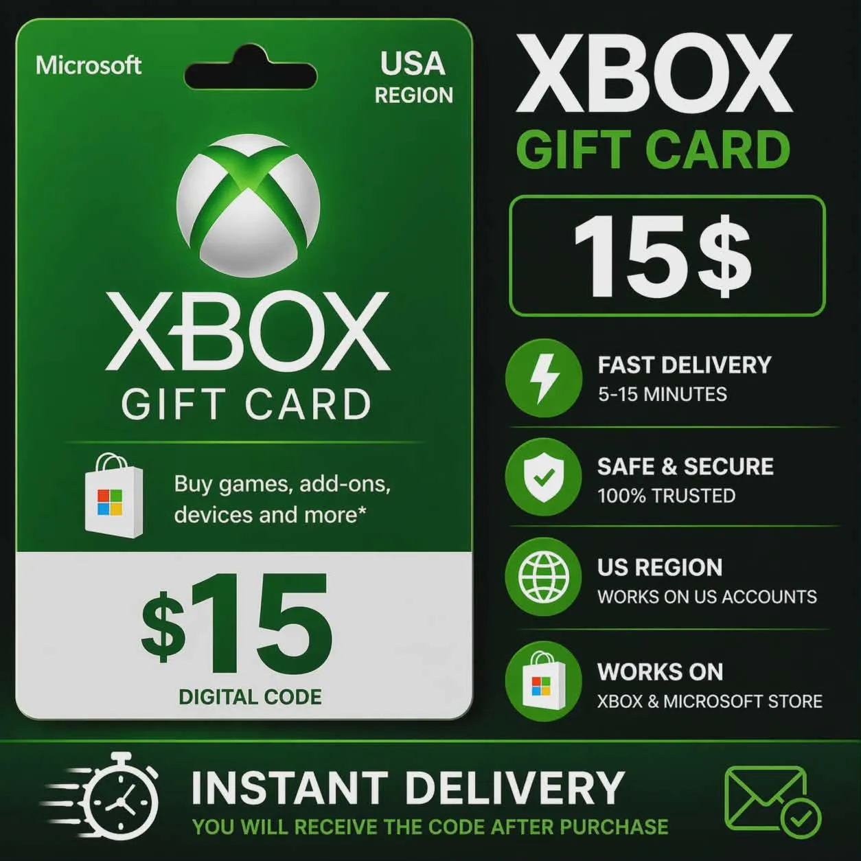 XBOX CARD 15 USD Instant delivery