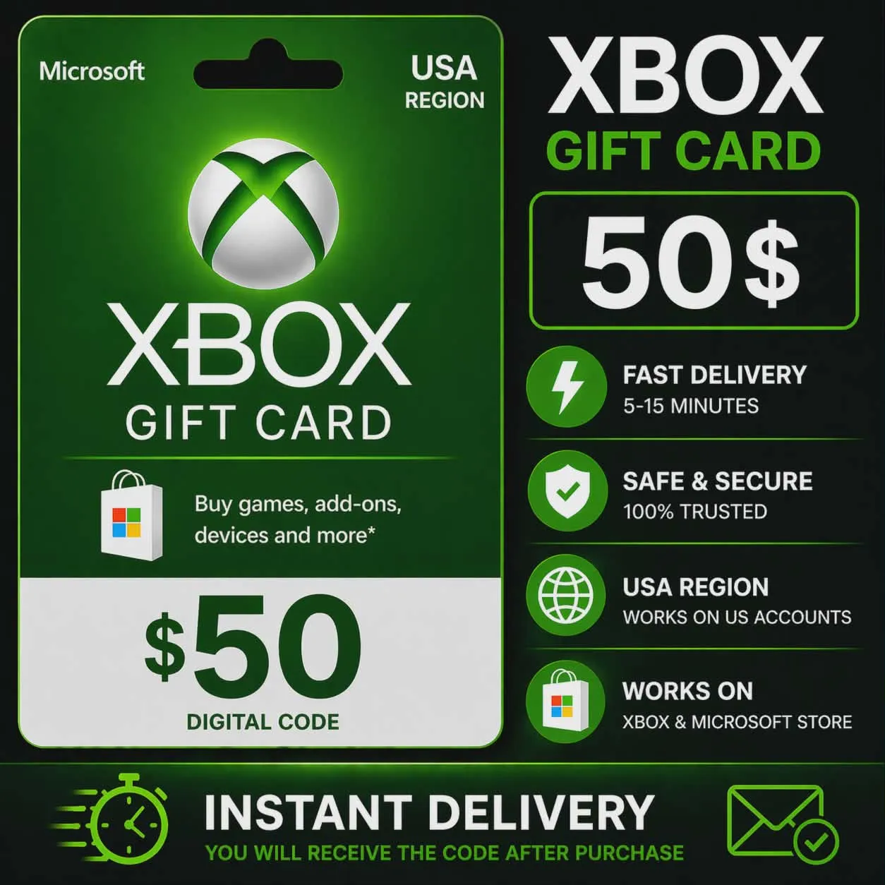 XBOX CARD 50 USD Instant delivery