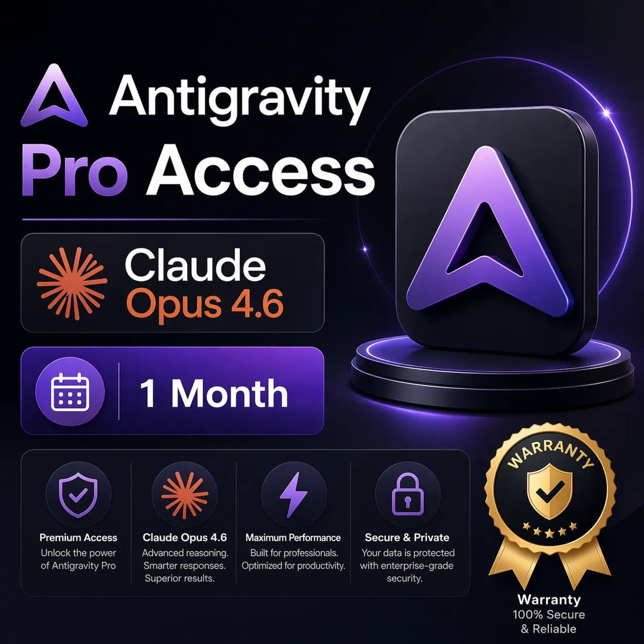 Доступ к Antigravity Pro / Claude Opus 4.6 / 1 месяц / Гарантия