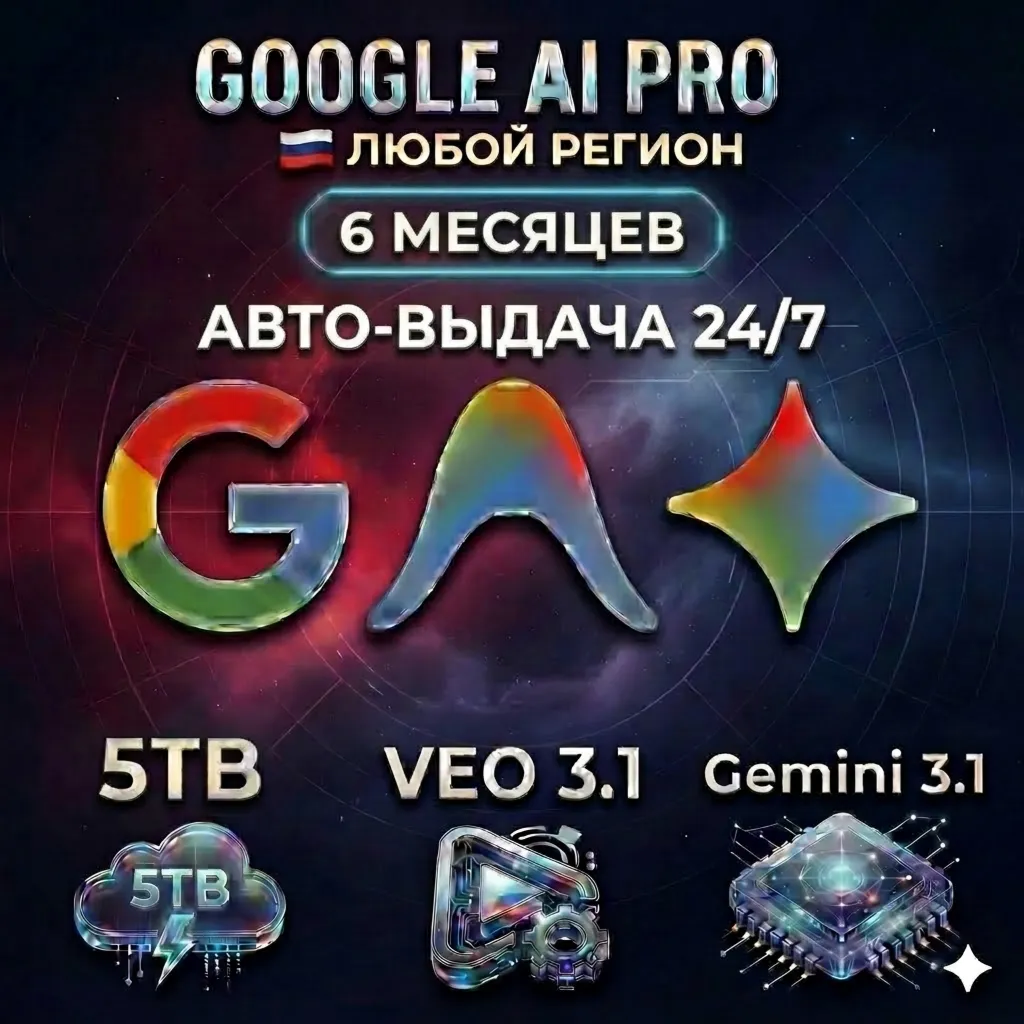 Google AI Pro 6 мес (на ваш аккаунт) • МГНОВЕННО 24/7 • Gemini 3.0 • 5TB • Veo 3.1