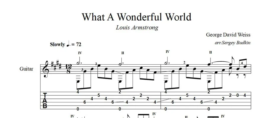What A Wonderful World (Луи Армстронг) ноты для гитары