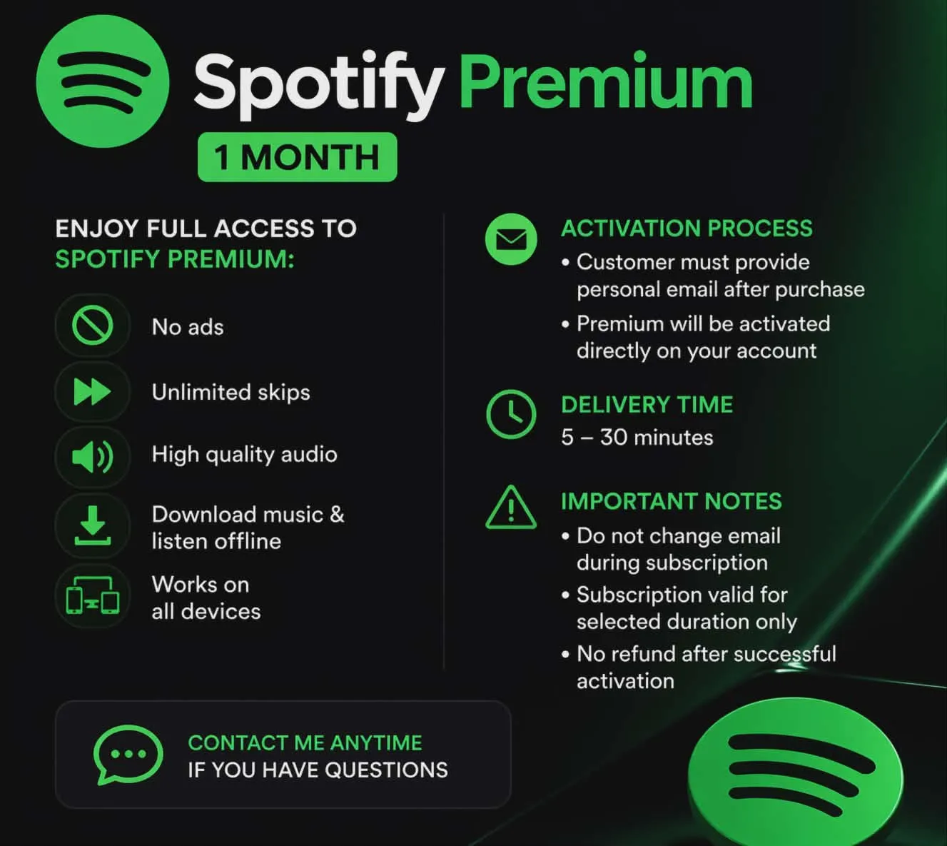 potify Premium 1 Month – Full Access | No Ads | Instant Delivery 🎧