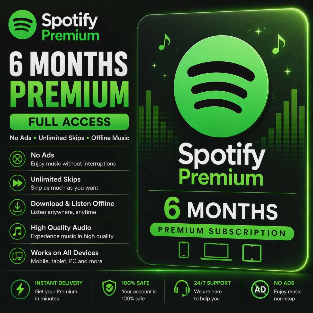 potify Premium 6 Month – Full Access | No Ads | Instant Delivery