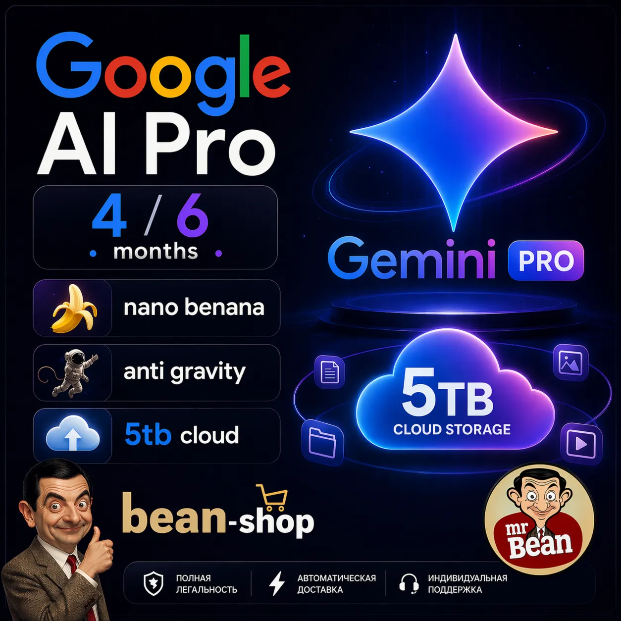 24/7 АВТО Gemini Pro 3.1 | Google AI PRO | Nano Banana | Anti gravity
