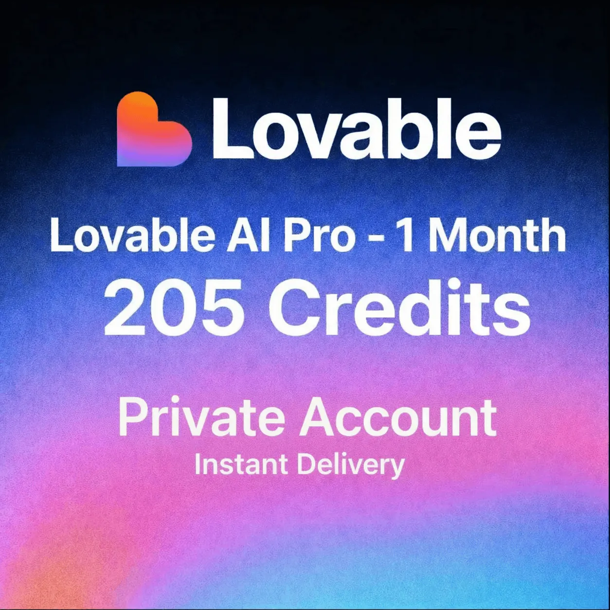 Lovable AI Pro — 1 Month | 205 Credits | Private Account | Instant
