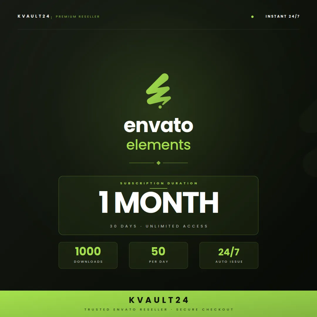 ENVATO ELEMENTS 1 MONTH 30 Days Downloader Panel Auto Delivery