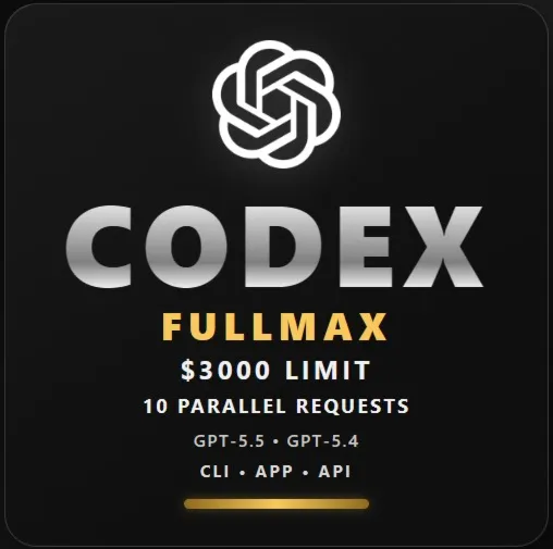 Codex FullMax $3000 | GPT-5.5 | GPT-5.4 | 10 параллельных запросов | CLI/App/API