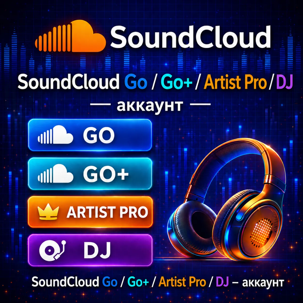 SoundCloud Go/Go+/Artist Pro/Dj — Аккаунт на 1 месяц