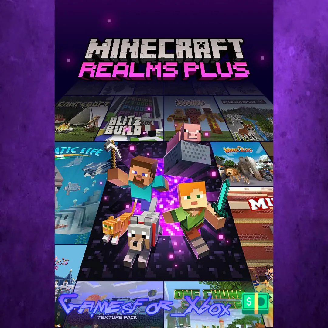 ️Minecraft Realms Plus You + 10 Friends Subscription with 30-day trial XBOX