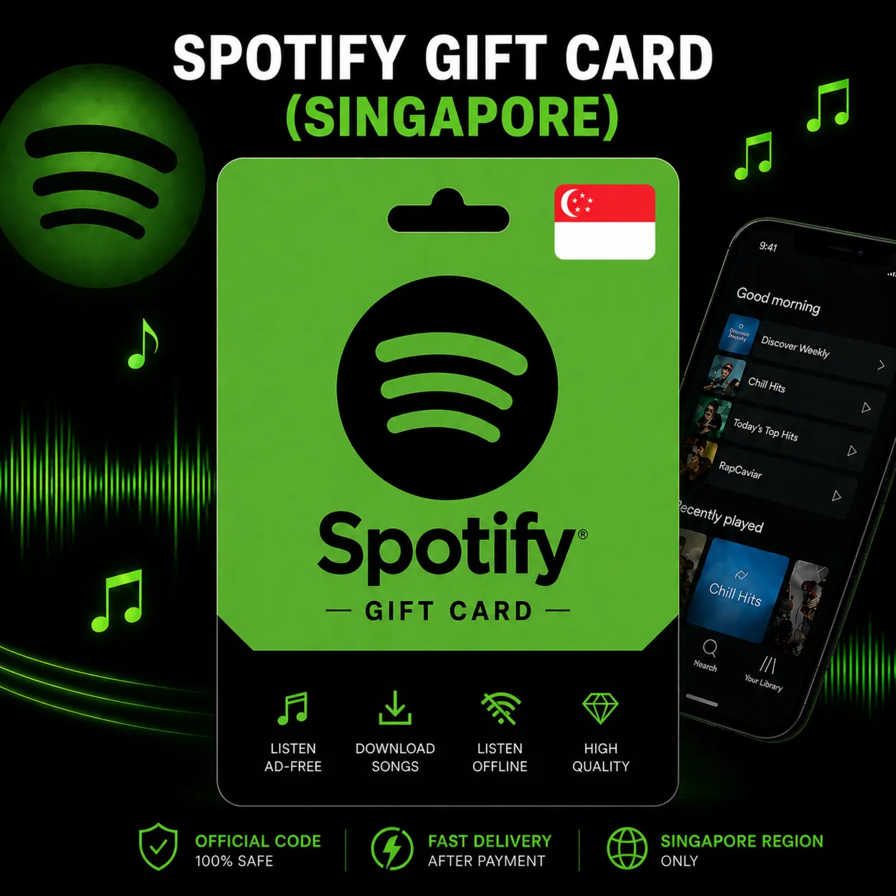 Spotify Gift Card (Singapore) | Spotify Top-Up Code