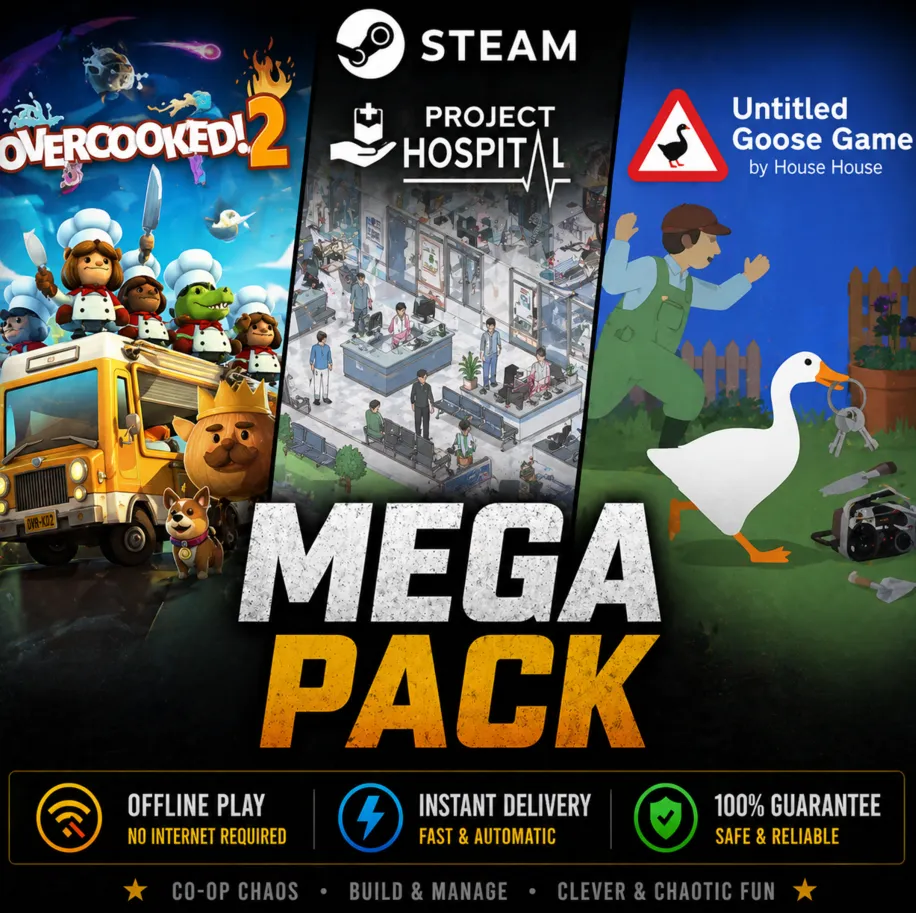Overcooked! 2, Project Hospital, Untitled Goose Game / Steam /Offline