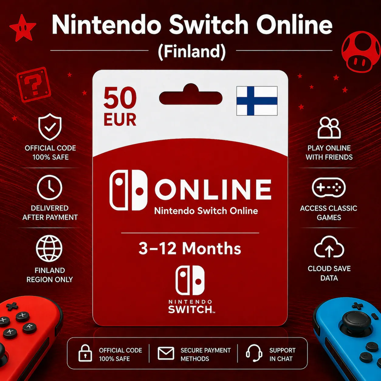 Nintendo Switch Online (Finland) 3–12 months | Nintendo Subscription
