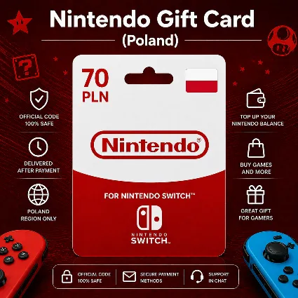 Nintendo Gift Card (Польша) 70–500 PLN | Код пополнения Nintendo
