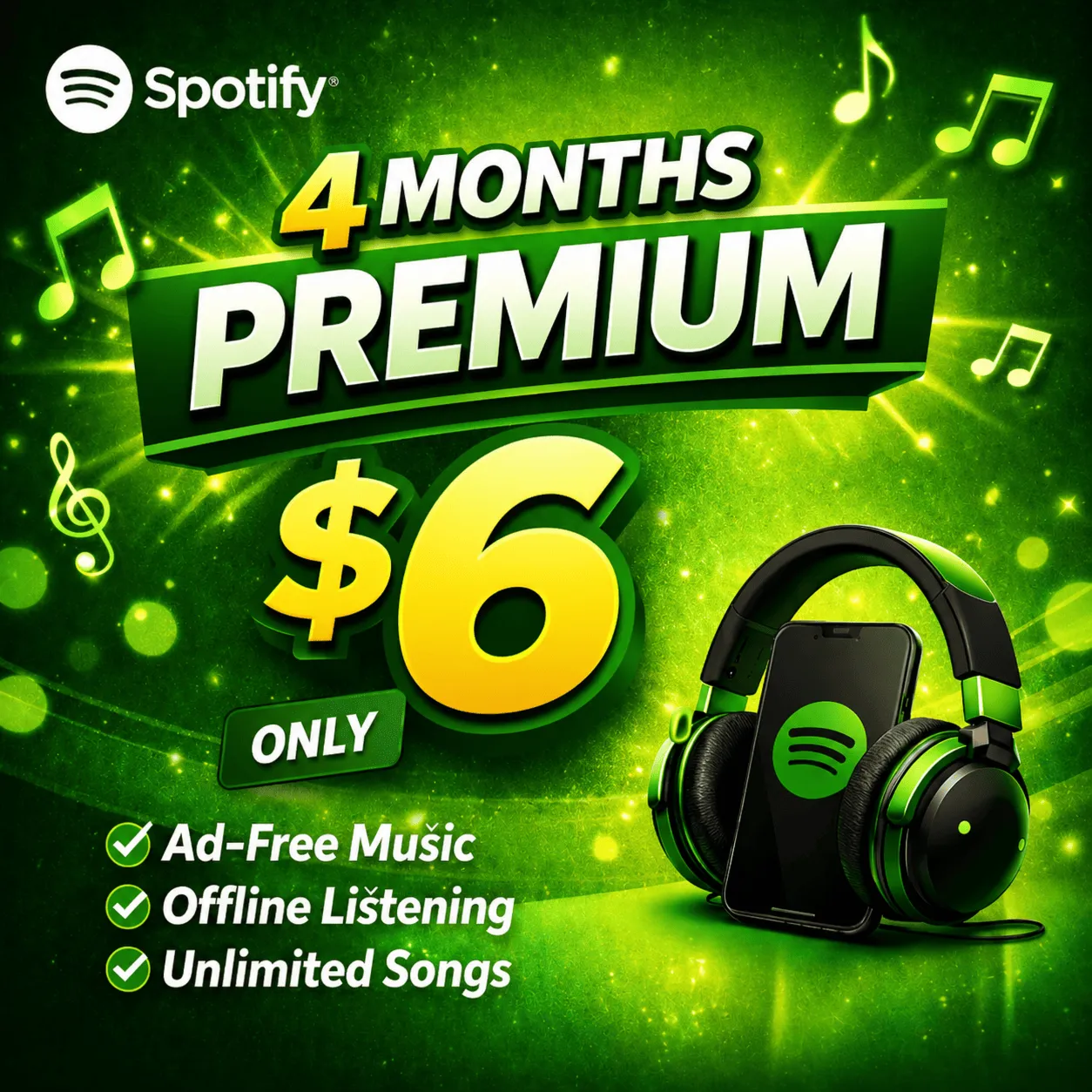 SPOTIFY PREMIUM INDIVIDUAL – 4 МЕСЯЦ + ГАРАНТИЯ  | ГЛОБАЛЬНЫЙ