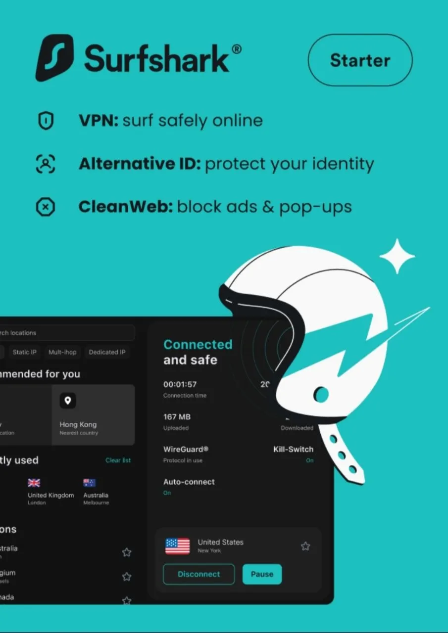 Surfshark VPN – 2 месяца VPN (Пробный доступ, Глобальный ключ)