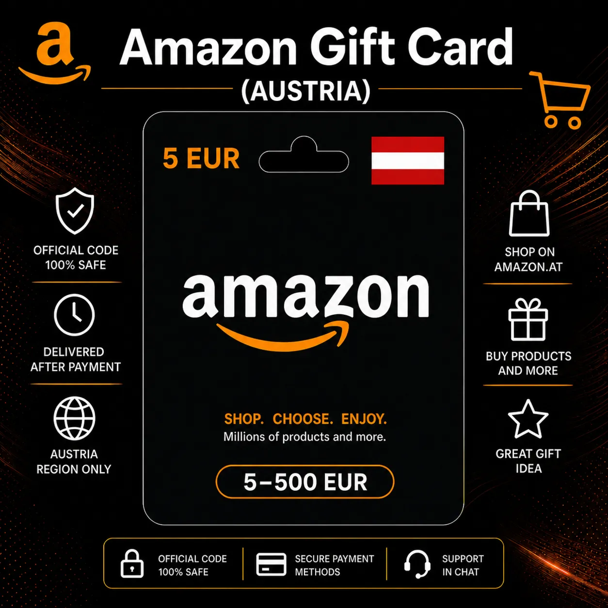 Amazon Gift Card (Австрия) 5–500 EUR | Код пополнения Amazon