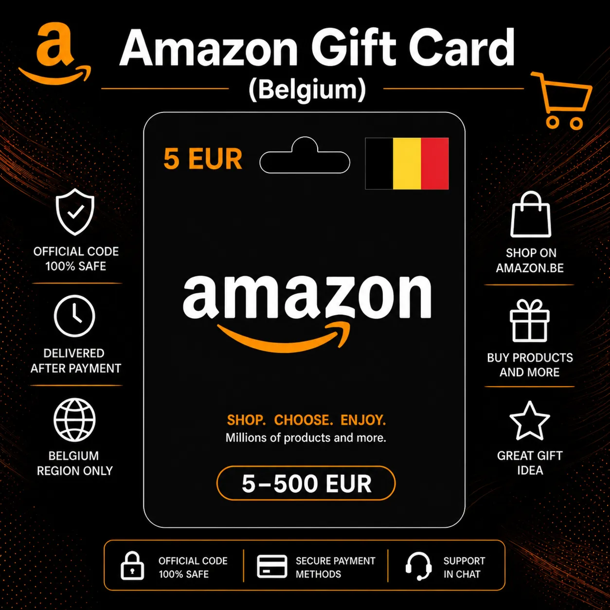 Amazon Gift Card (Бельгия) 5–500 EUR | Код пополнения Amazon