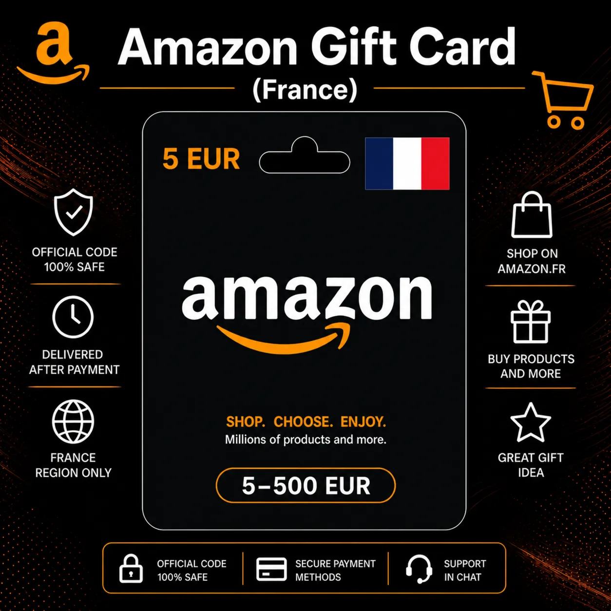 Amazon Gift Card (Франция) 5–500 EUR | Код пополнения Amazon