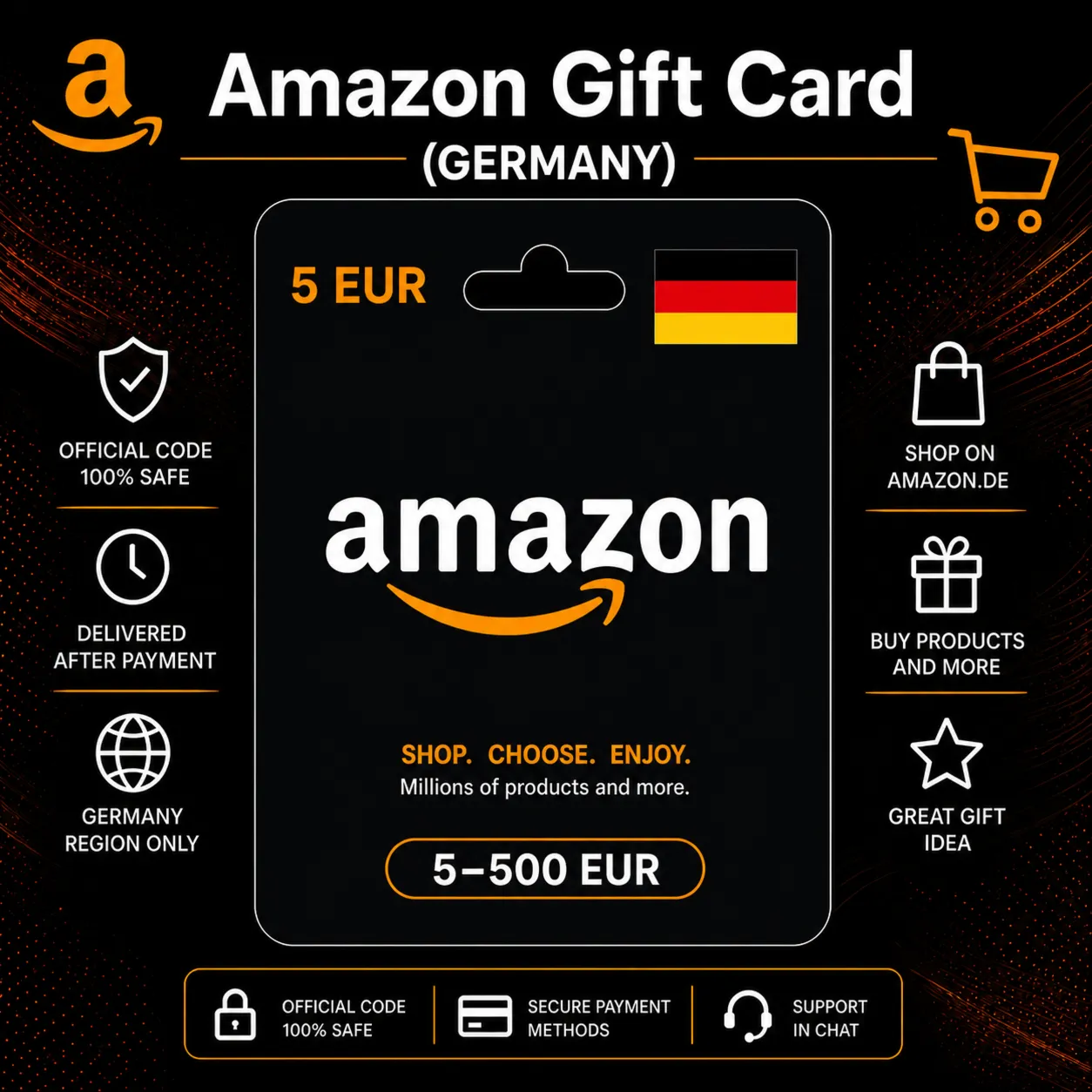 Amazon Gift Card (Германия) 5–500 EUR | Код пополнения Amazon