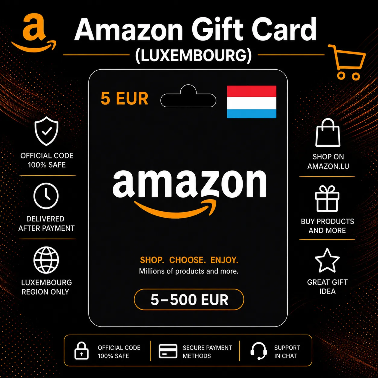 Amazon Gift Card (Люксембург) 5–500 EUR | Код пополнения Amazon