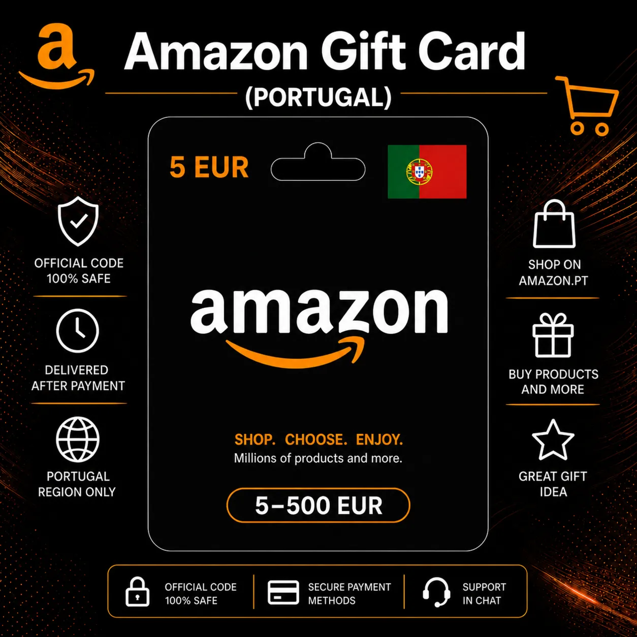 Amazon Gift Card (Португалия) 5–500 EUR | Код пополнения Amazon