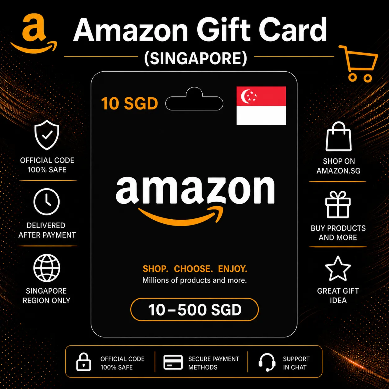 Amazon Gift Card (Сингапур) 10–500 SGD | Код пополнения Amazon