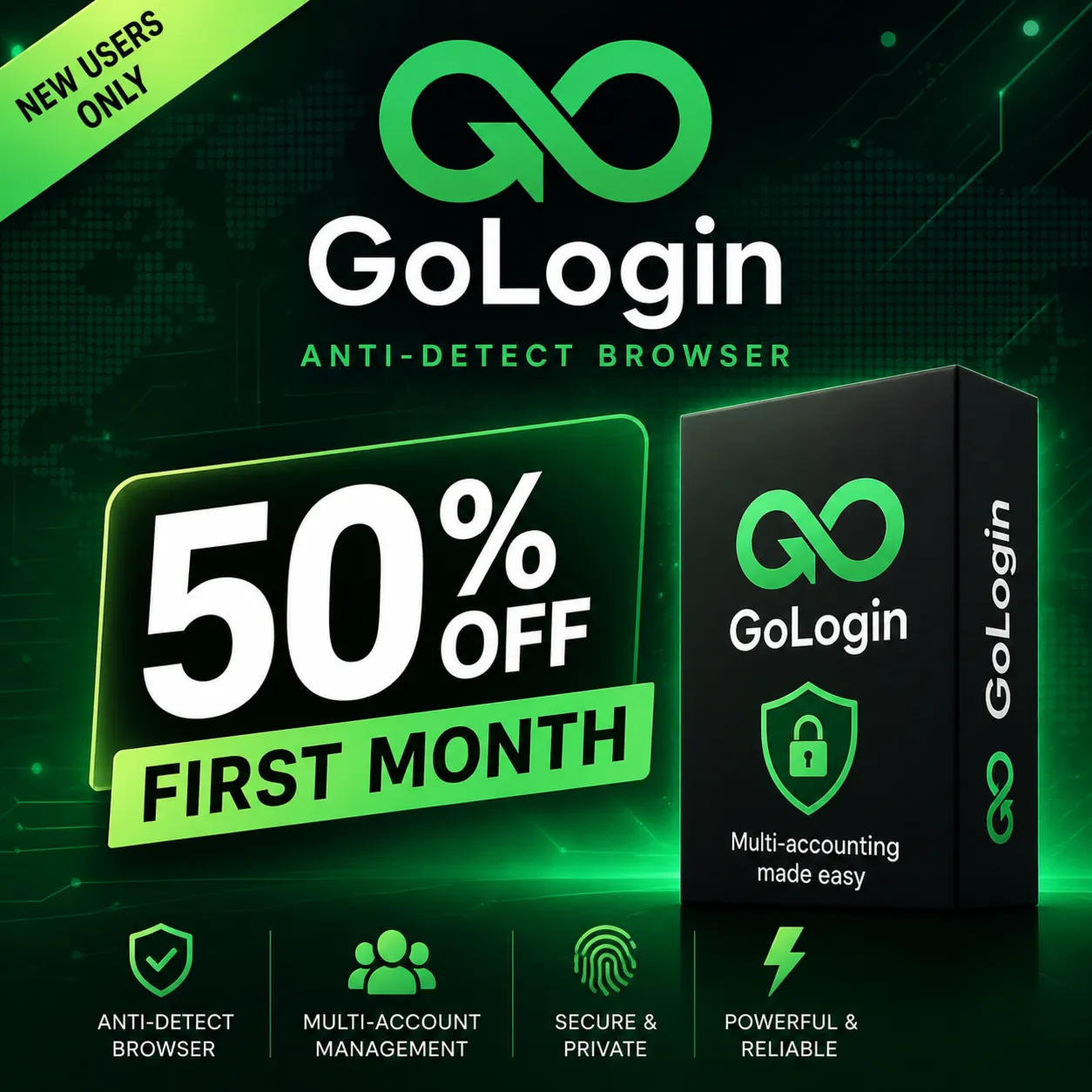 GoLogin | -50% на первый месяц | Промокод для новых пользователей