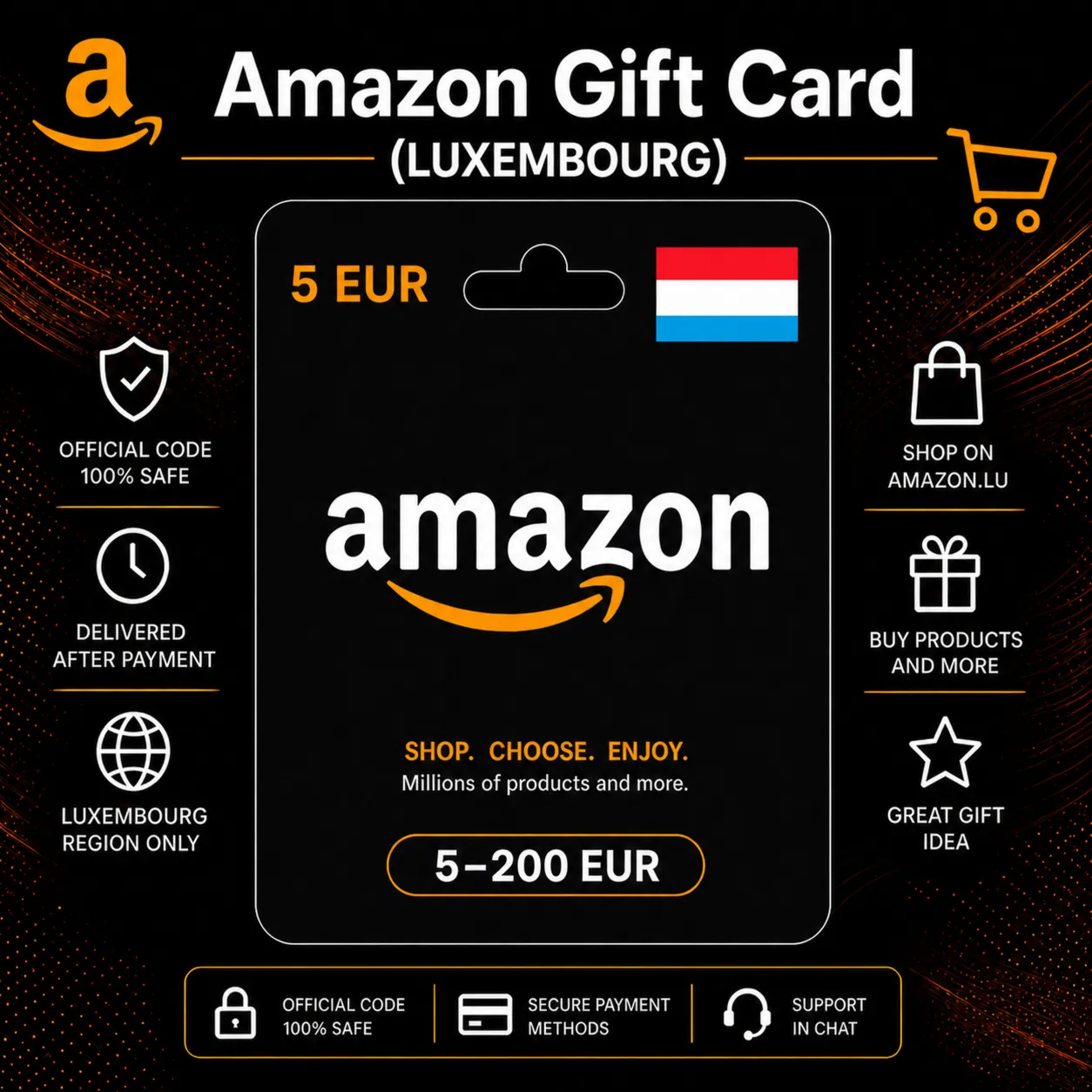 Amazon Gift Card (Luxembourg) 5–200 EUR | Amazon Top-Up Code