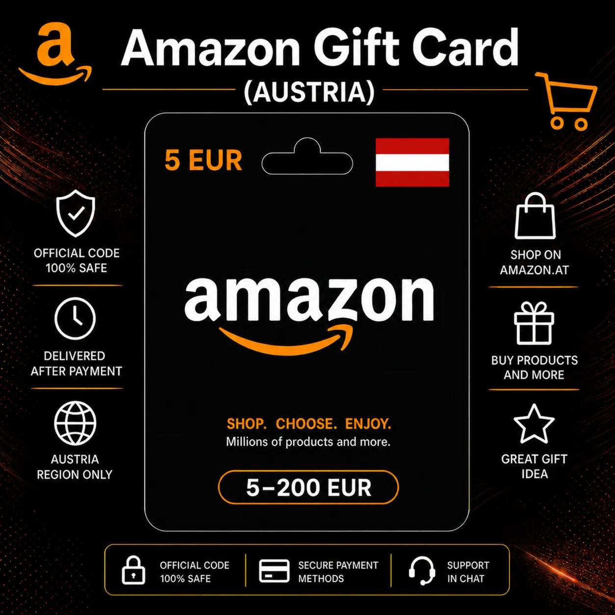 Amazon Gift Card (Австрия) 5–200 EUR | Код пополнения Amazon