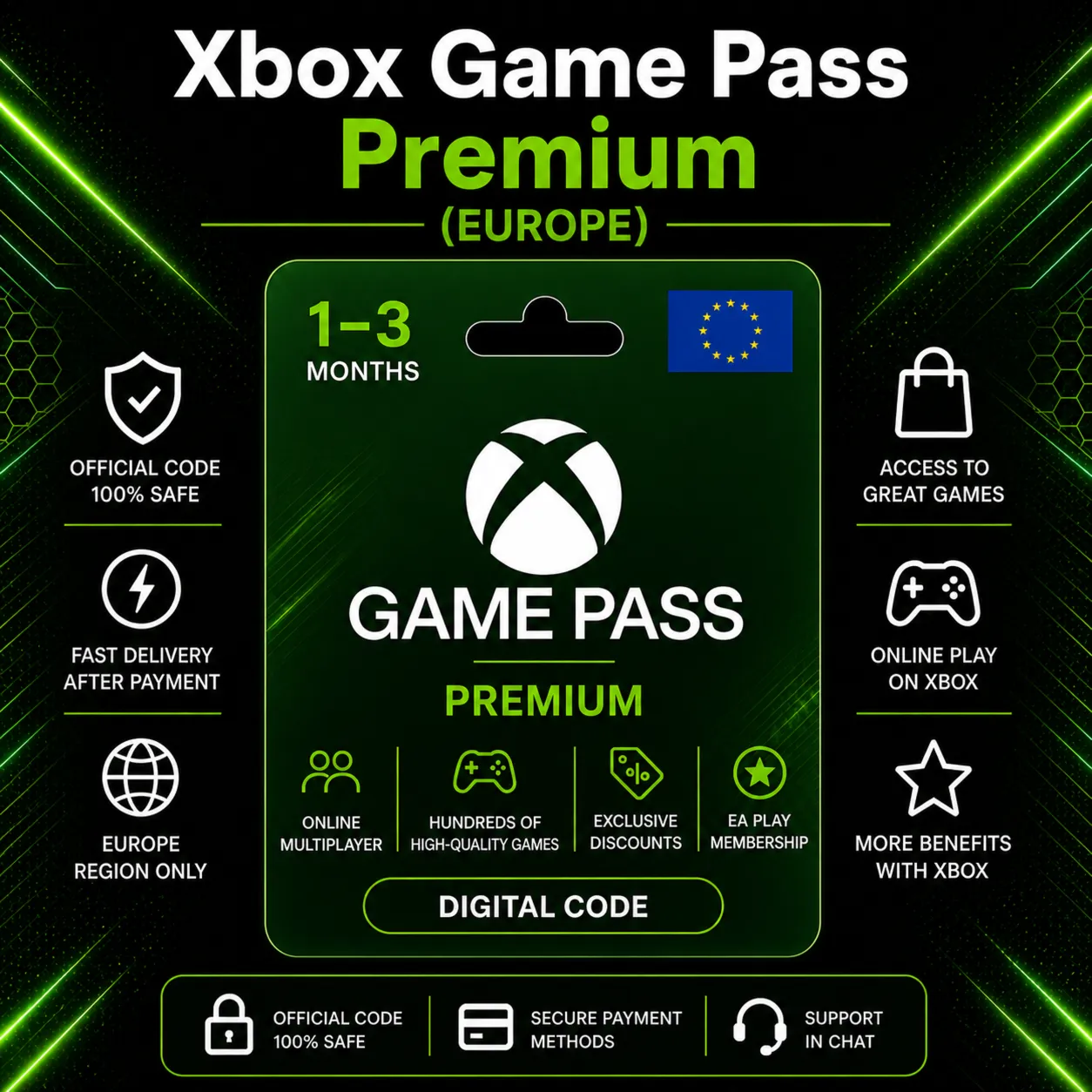 Xbox Game Pass Premium (Europe) 1–3 Months | Xbox Activation Code