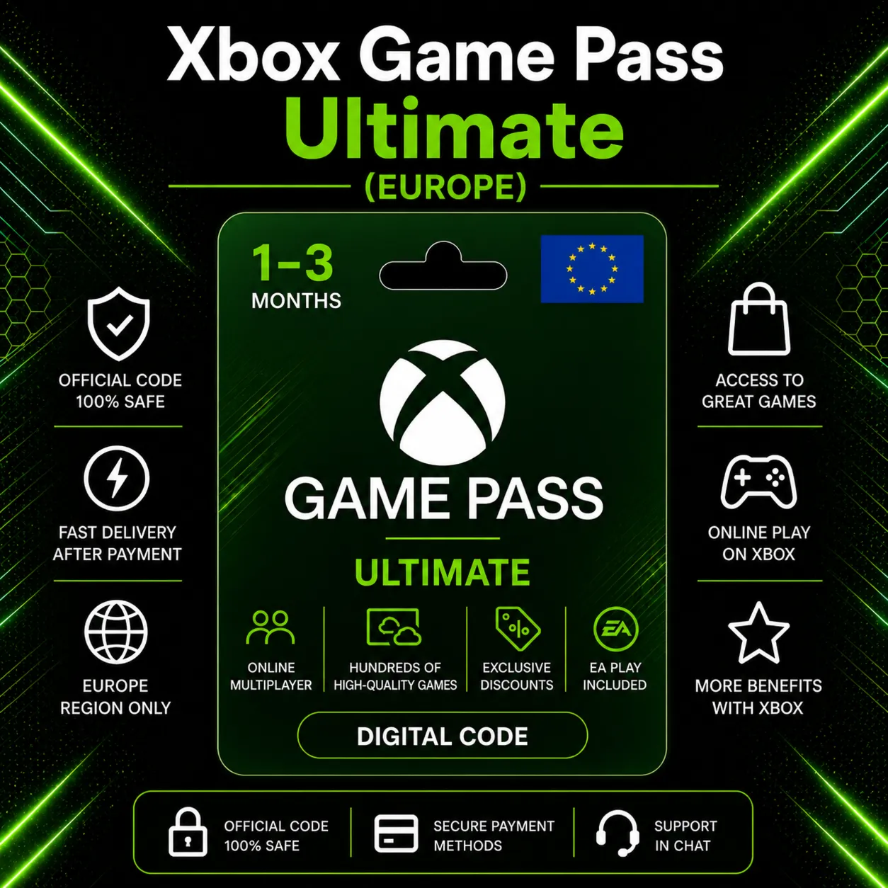Xbox Game Pass Ultimate (Europe) 1–3 Months | Xbox Activation Code