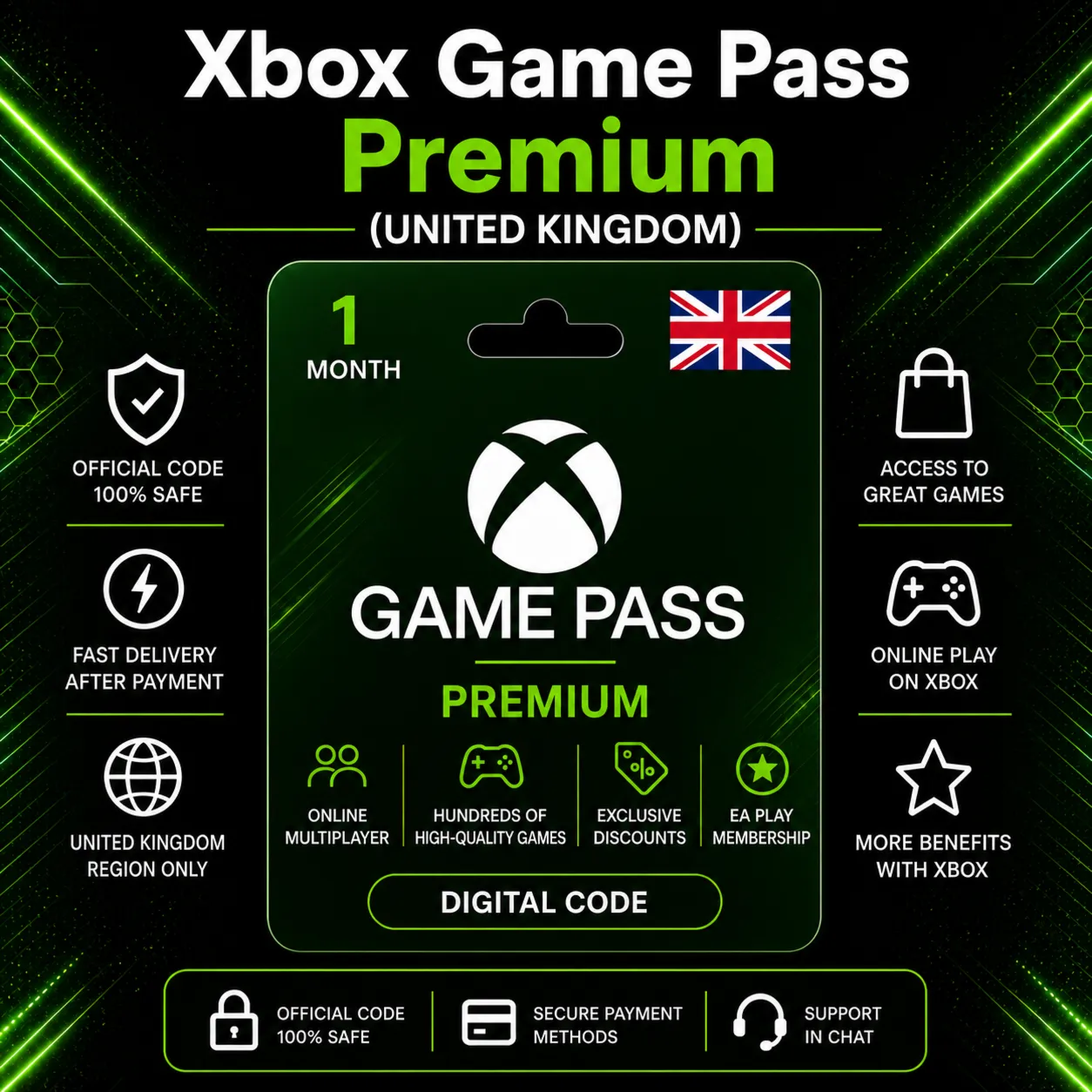 Xbox Game Pass Premium (United Kingdom) 1 Month | Xbox Activation Code