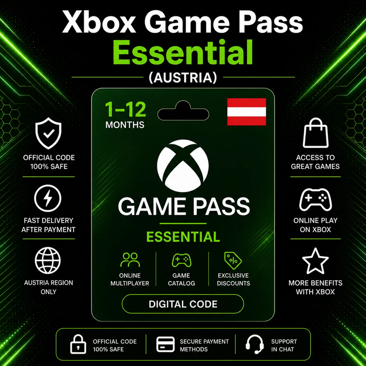 Xbox Game Pass Essential (Austria) 1–12 Months | Xbox Activation Code