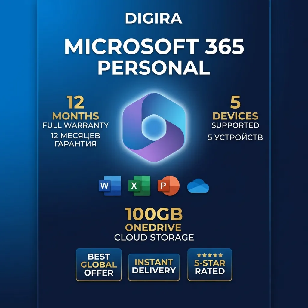 Microsoft 365 Personal 1 Год Личный Аккаунт Global