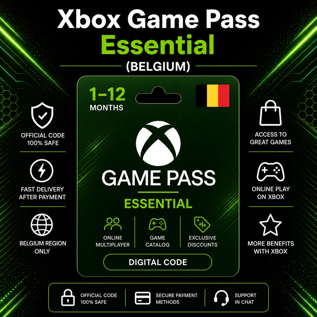 Xbox Game Pass Essential (Belgium) 1–12 Months | Xbox Activation Code