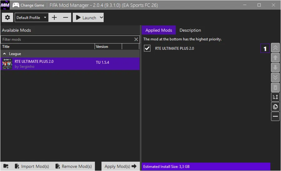 FC 26 - RTE ULTIMATE PLUS RPL by SERGINHO v2.0 TU 1.5.4