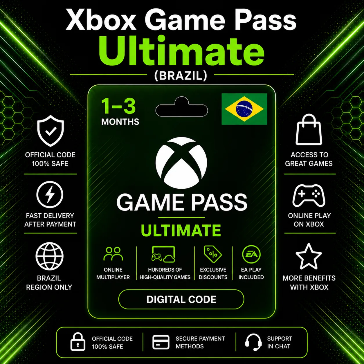 Xbox Game Pass Ultimate (Brazil) 1–3 Months | Xbox Activation Code