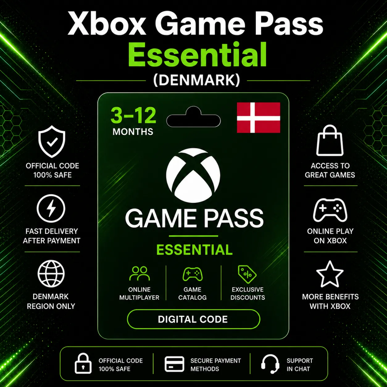 Xbox Game Pass Essential (Denmark) 3–12 Months | Xbox Activation Code