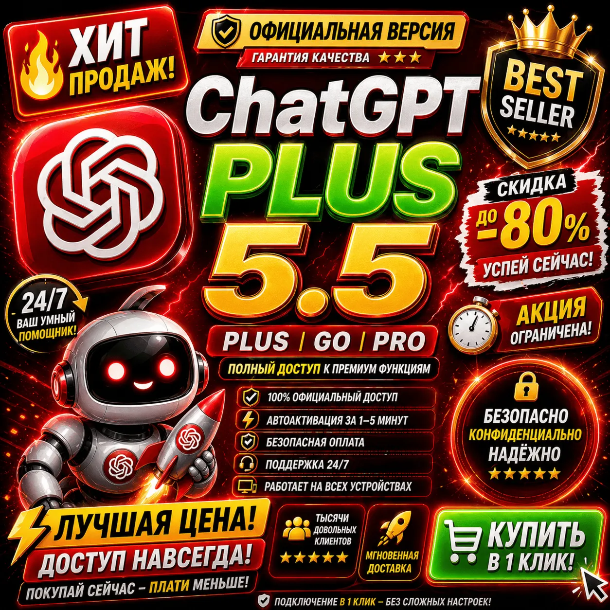 ChatGPT 5.5 Plus | Pro X20 | Business | GO | Codex | Official Subscription / Renewal