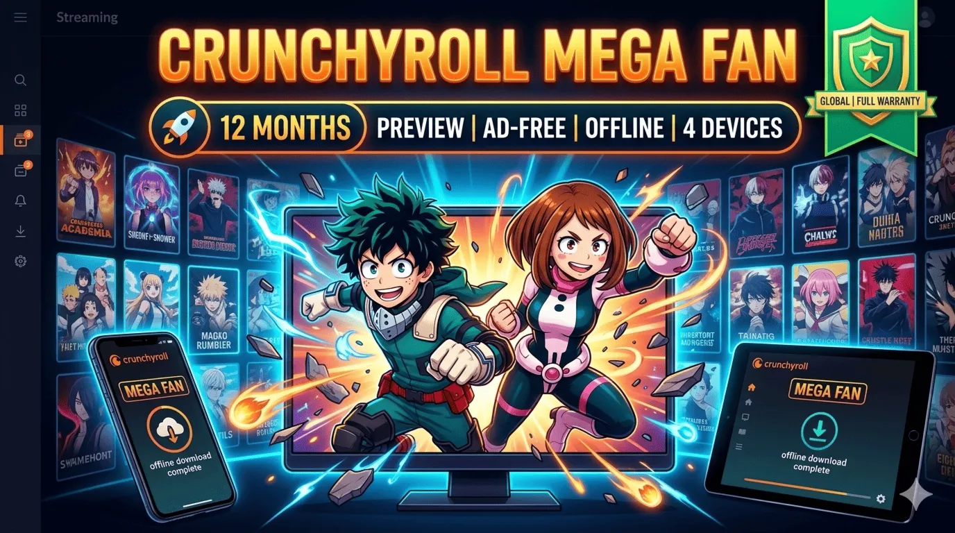 Crunchyroll MEGA FAN Subscription 12 Months | Global | Warranty