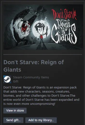 Don't Starve: Reign of Giants DLC STEAM Gift - Global