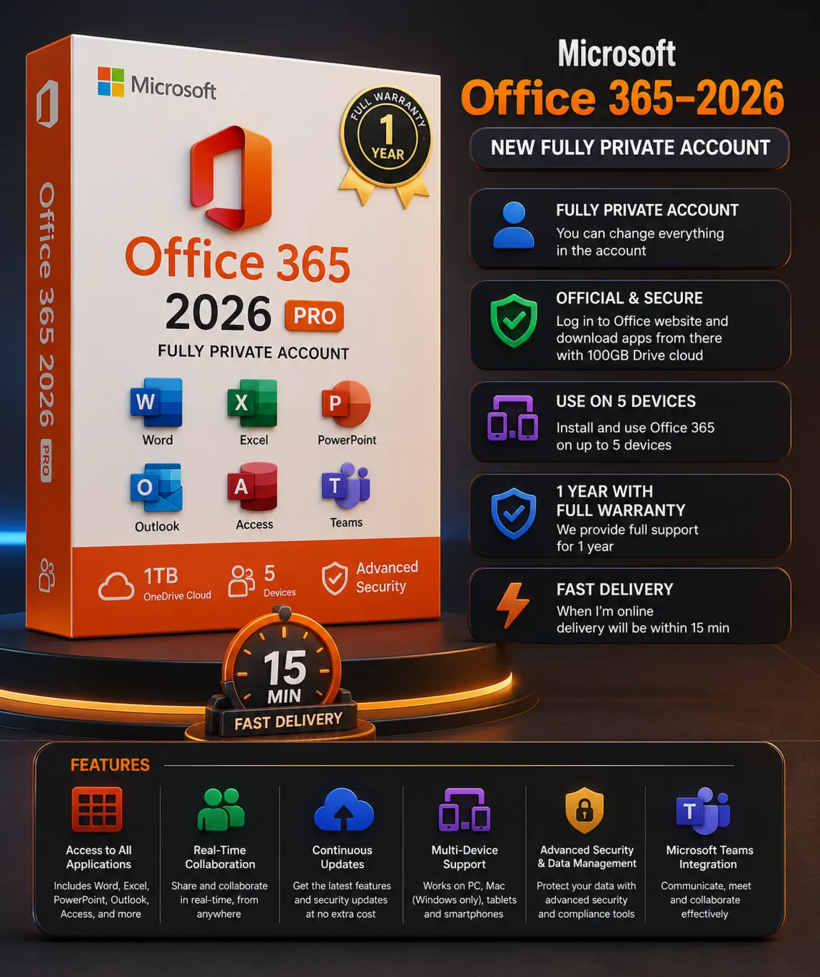 Microsoft 365 Premium Subscription 1 Year - Private Account (Global)