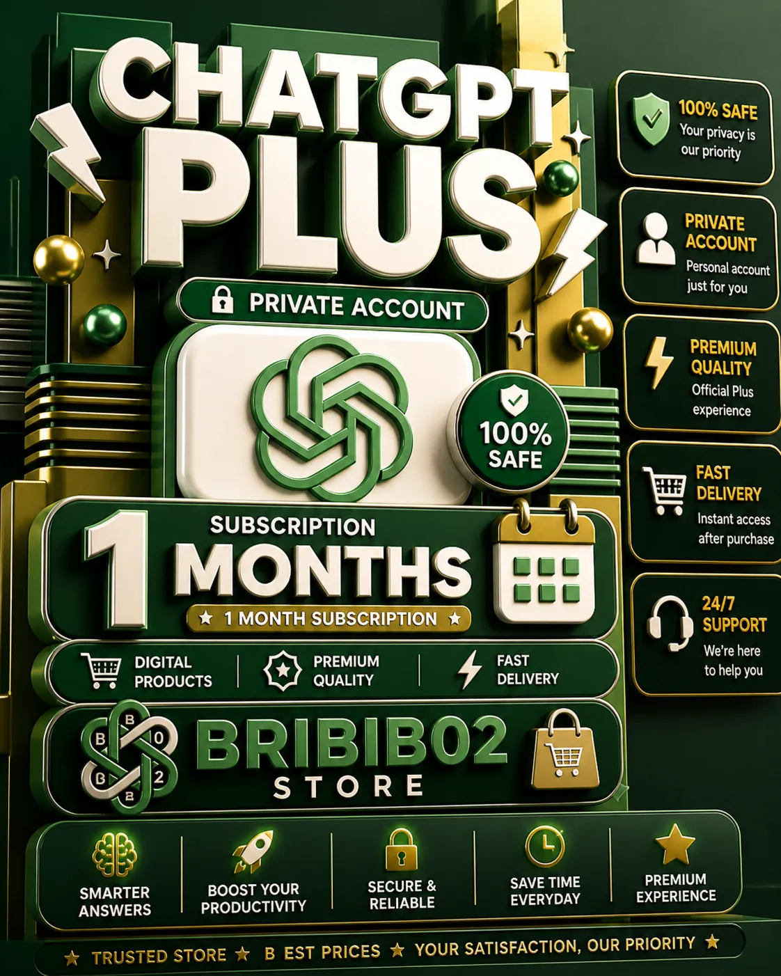 Chat GPT Plus 1 Month - Private Account (Global)