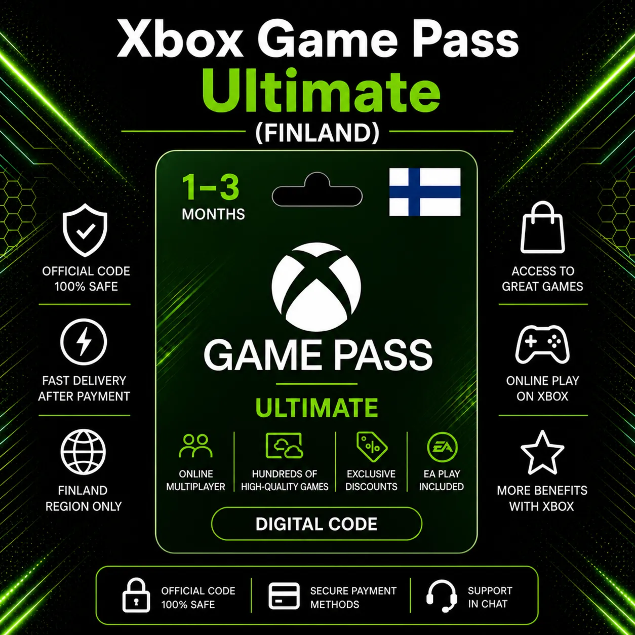 Xbox Game Pass Ultimate (Finland) 1–3 Months | Xbox Activation Code