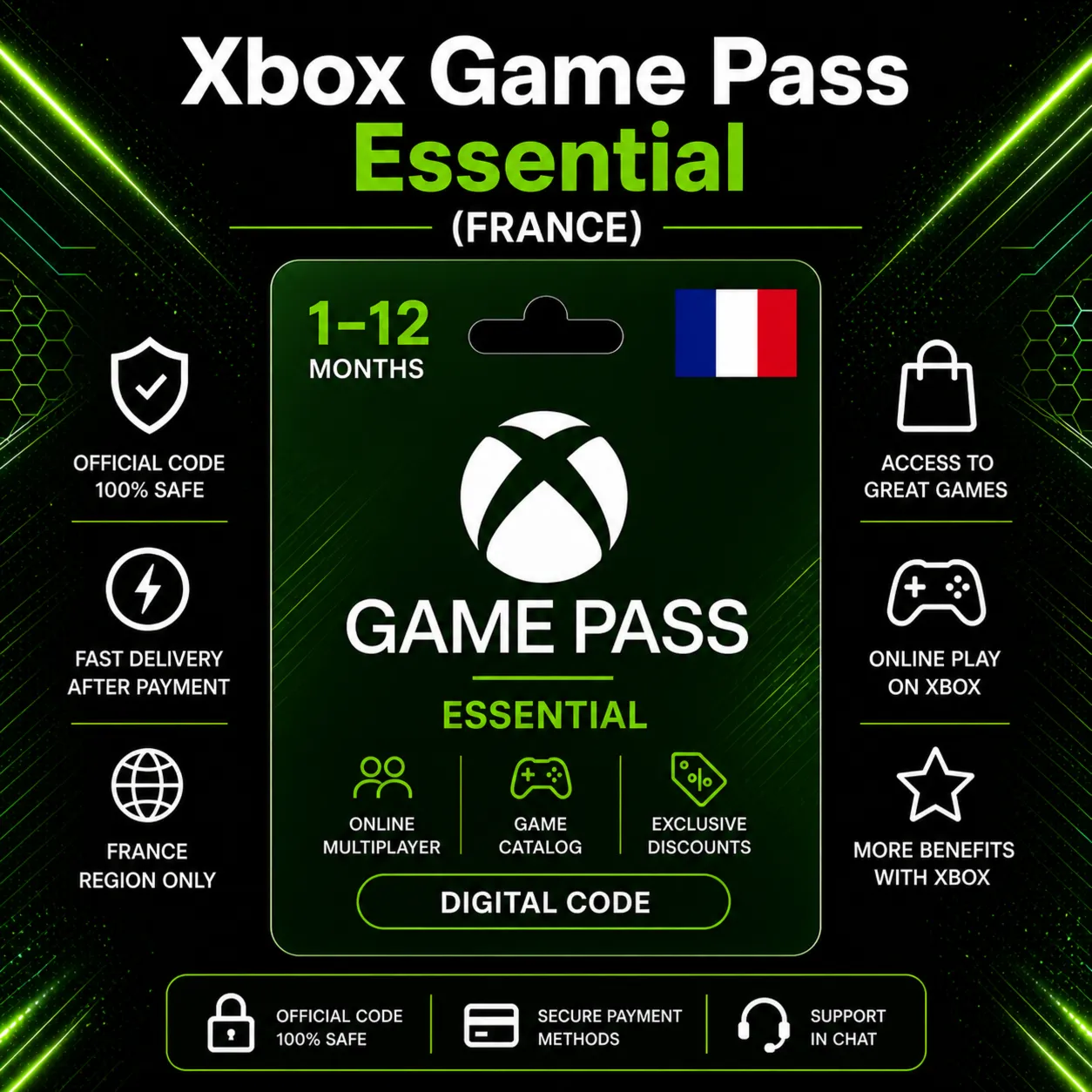 Xbox Game Pass Essential (France) 1–12 Months | Xbox Activation Code