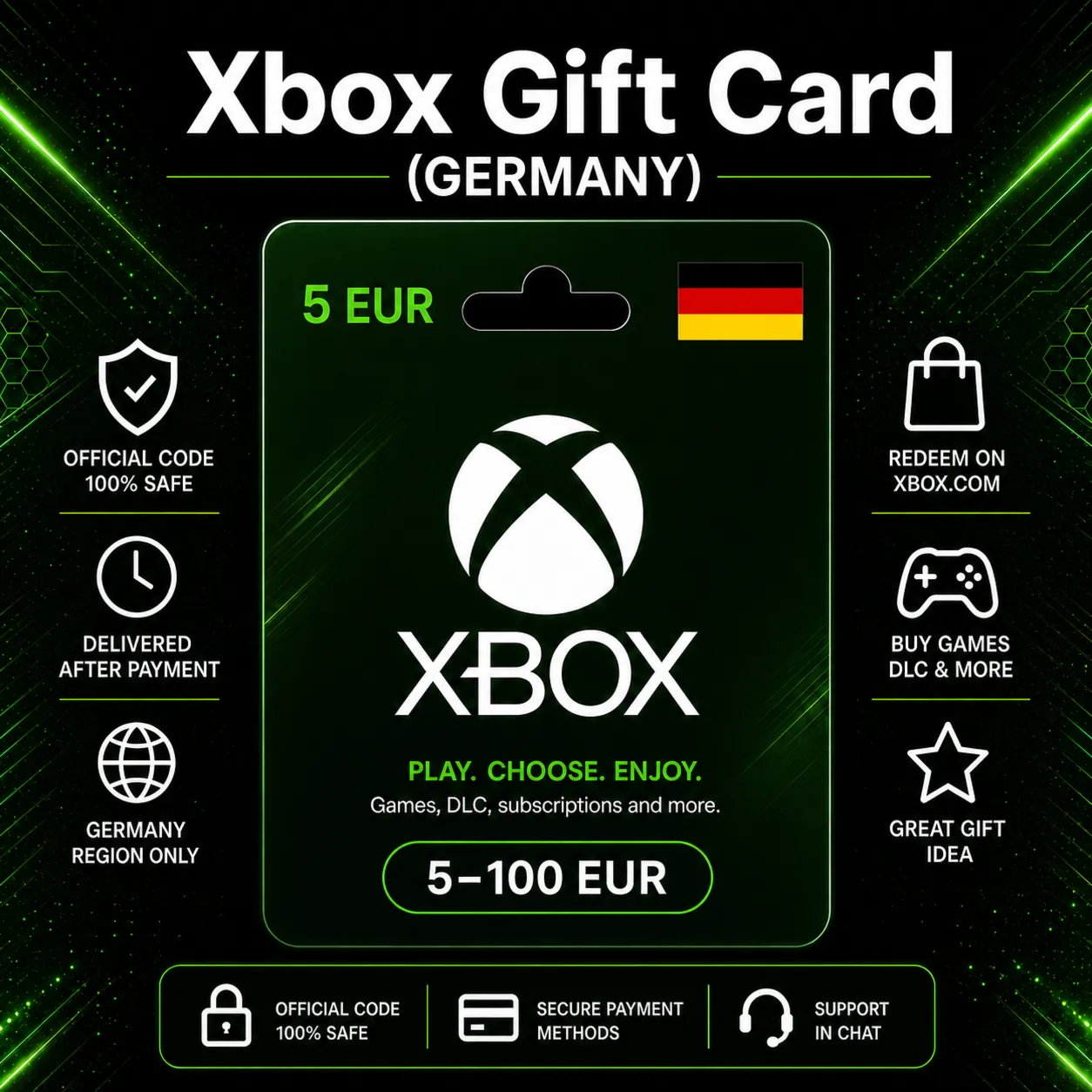 Xbox Gift Card (Germany) 5–100 EUR | Xbox Top-Up Code