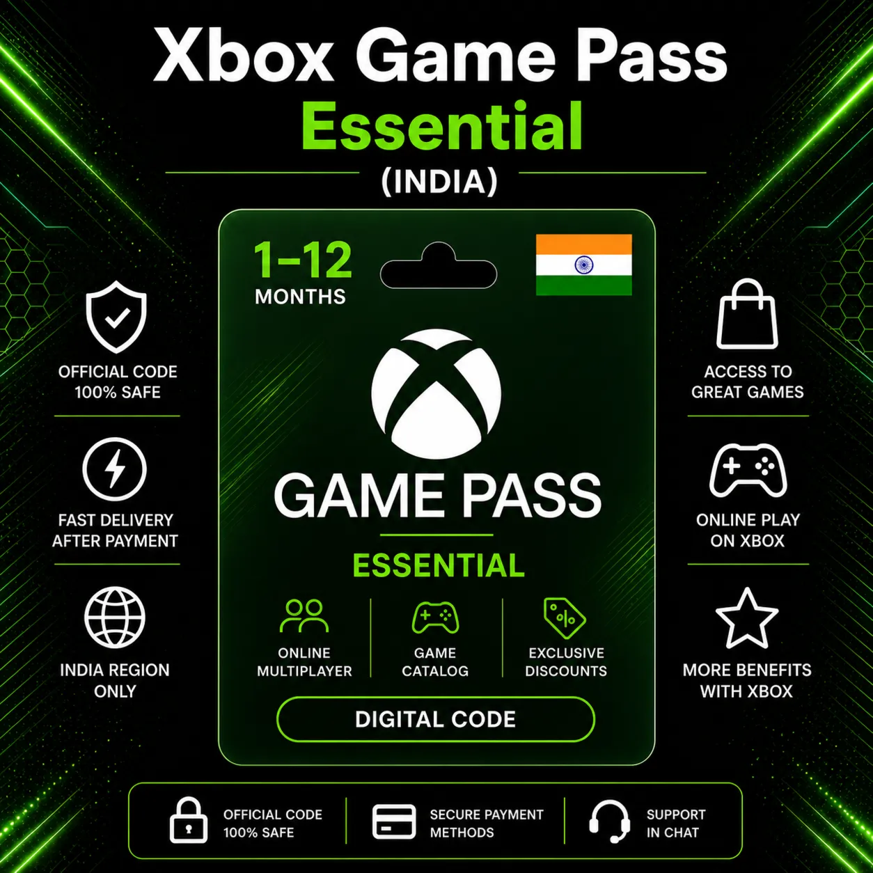 Xbox Game Pass Essential (India) 1–12 Months | Xbox Activation Code