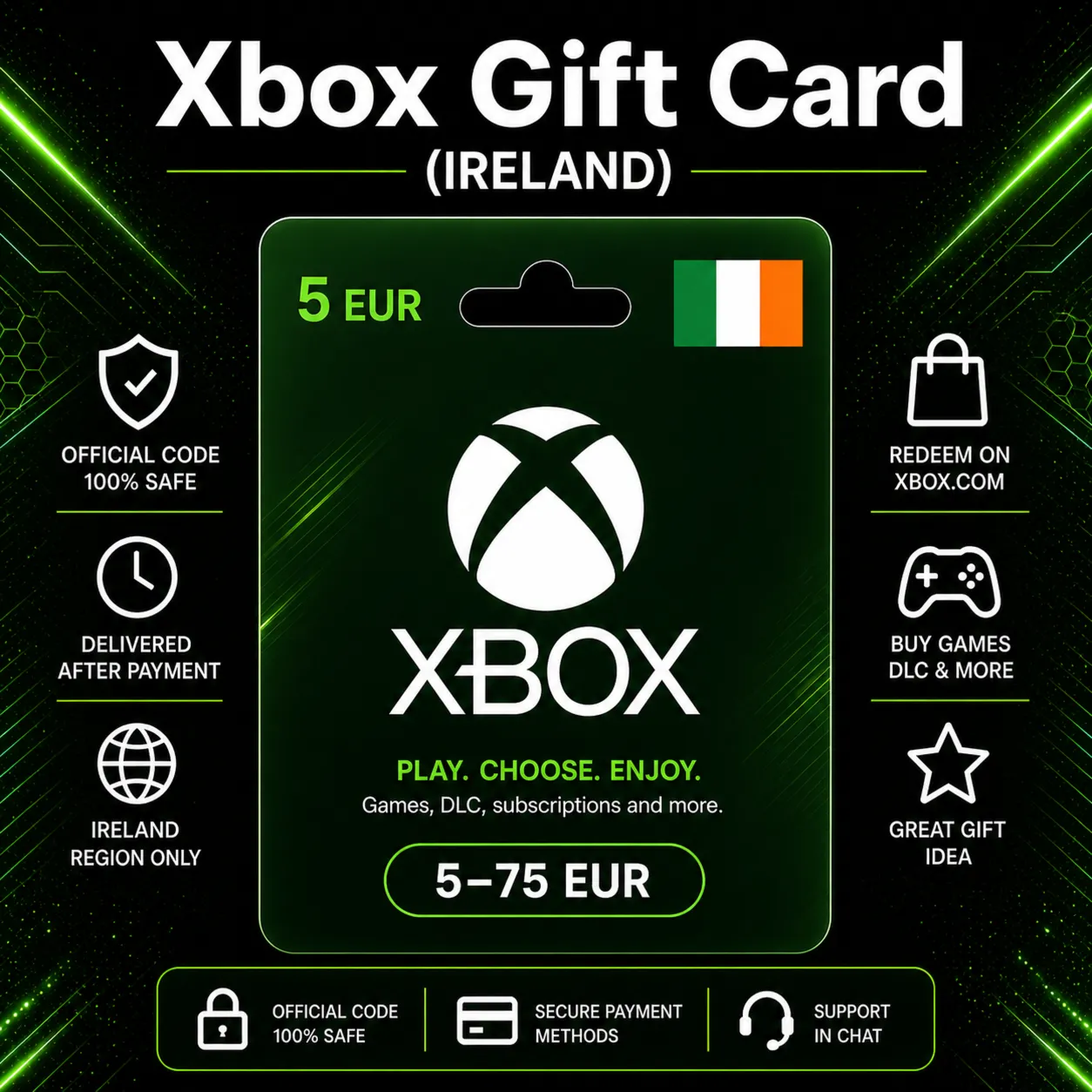 Xbox Gift Card (Ireland) 5–75 EUR | Xbox Top-Up Code